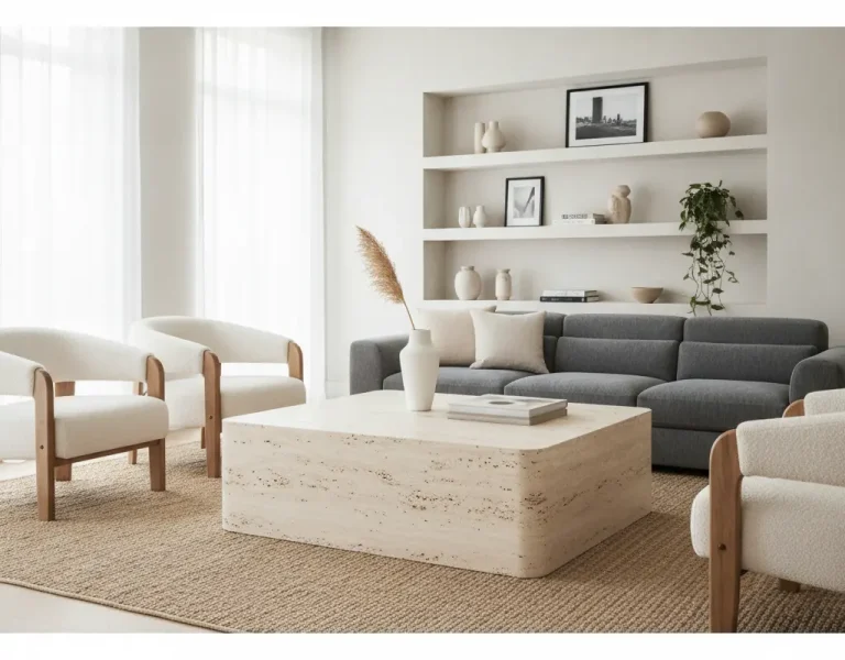 DIY travertine coffee table