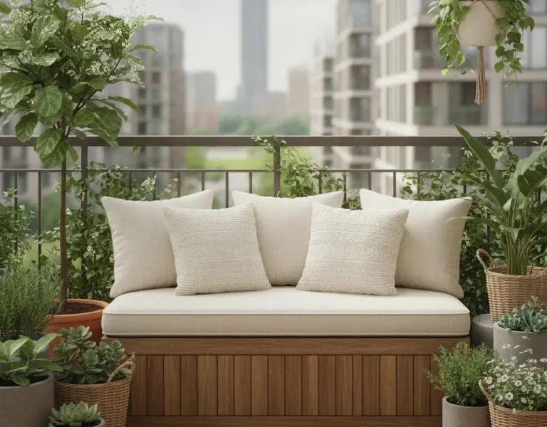 small balcony storage bench