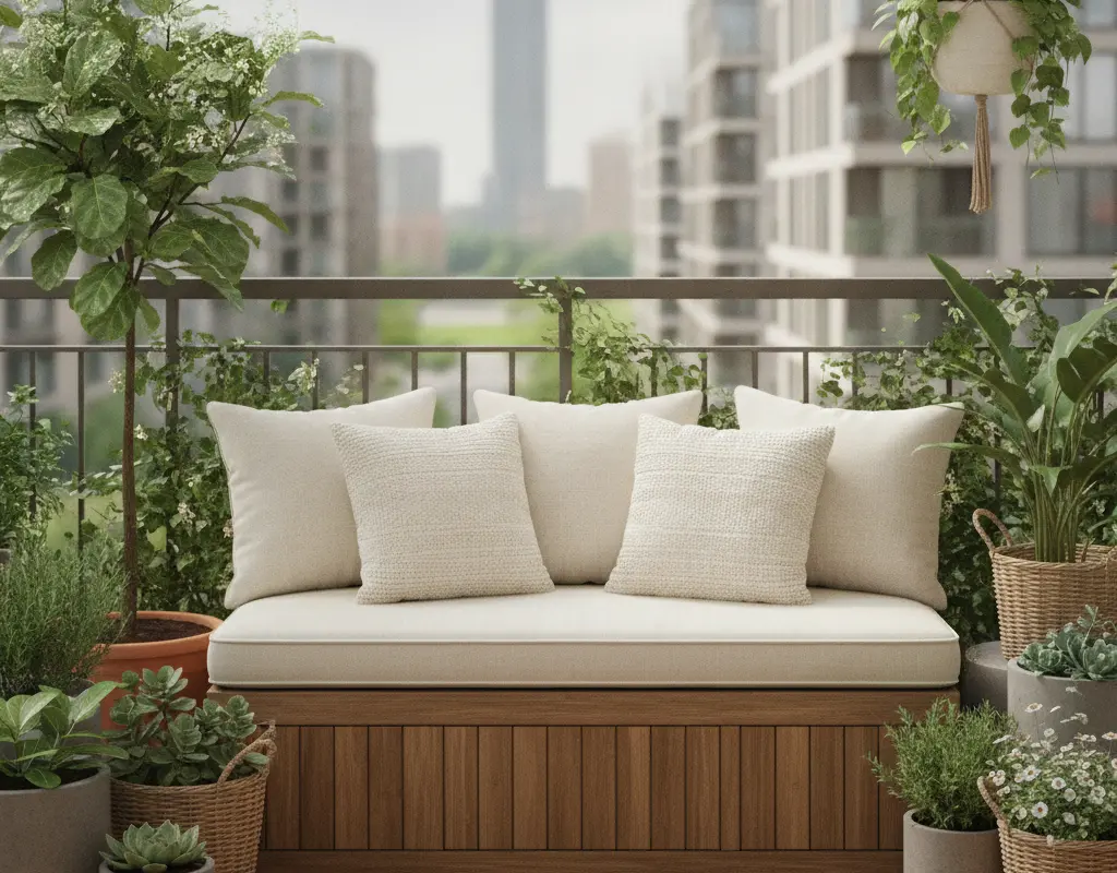 small balcony storage bench